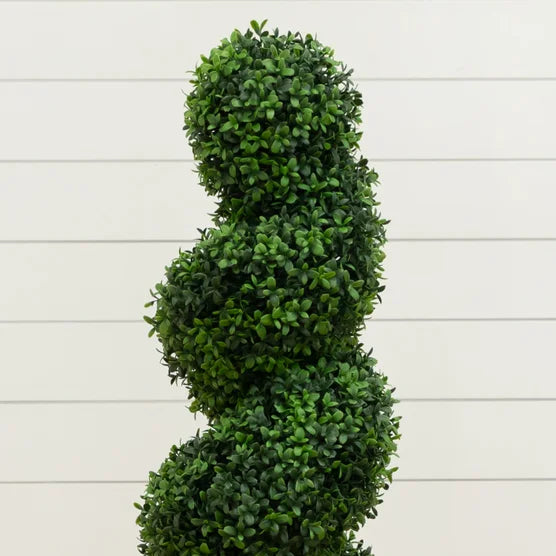 Nearly Natural Faux 4' UV Resistant Spiral Boxwood Topiary Tree