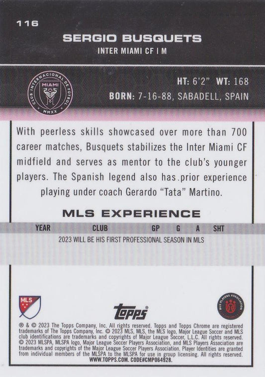 2023 Topps Chrome MLS #116 - Sergio Busquets - Inter Miami CF
