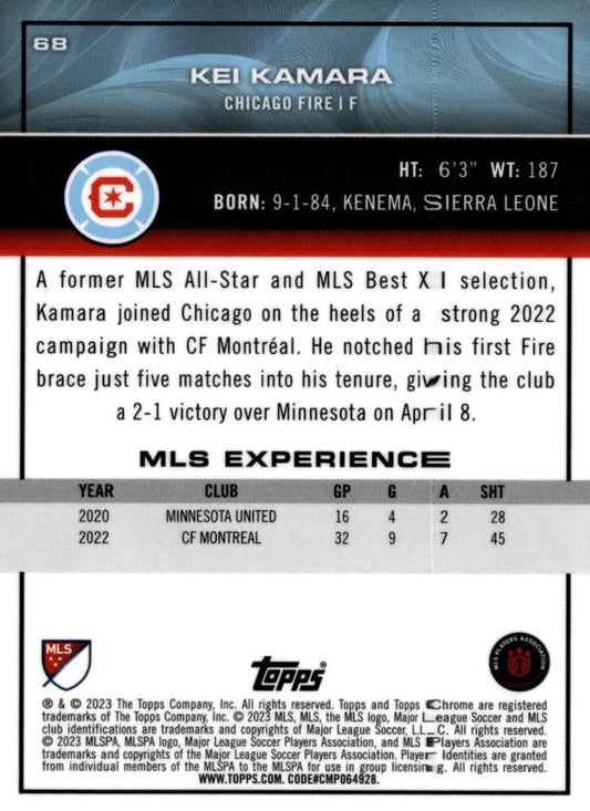 2023 Topps Chrome MLS Pink X-Fractor #68 Kei Kamara - Chicago Fire
