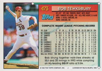 1994 Topps Bob Tewksbury # 473 St. Louis Cardinals