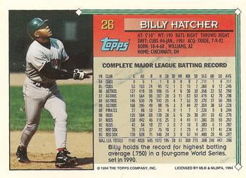 1994 Topps Billy Hatcher # 26 Boston Red Sox
