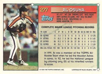 1994 Topps Al Osuna # 277 Houston Astros