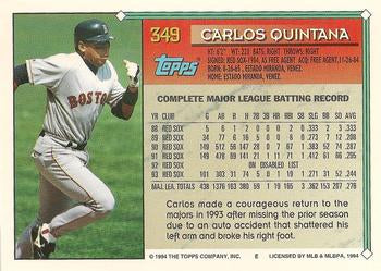 1994 Topps Carlos Quintana # 349 Boston Red Sox