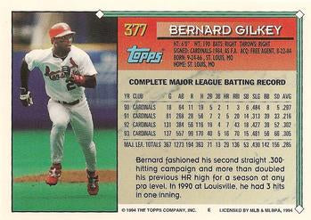 1994 Topps Bernard Gilkey # 377 St. Louis Cardinals