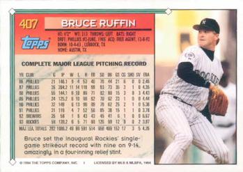 1994 Topps Bruce Ruffin # 407 Colorado Rockies