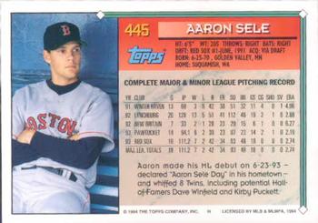 1994 Topps Aaron Sele # 445 Boston Red Sox