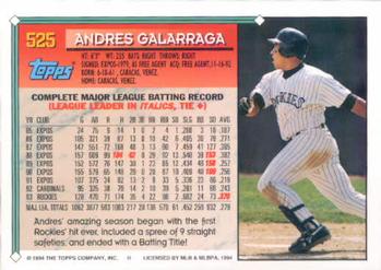 1994 Topps Andres Galarraga # 525 Colorado Rockies