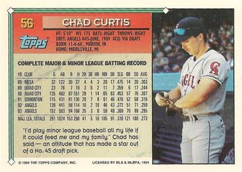 1994 Topps Chad Curtis # 56 California Angels