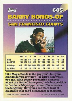 1994 Topps Barry Bonds MOG # 605 San Francisco Giants