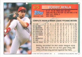 1994 Topps Bobby Ayala RC # 673 Cincinnati Reds