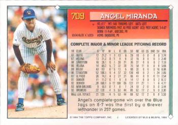 1994 Topps Angel Miranda RC, UER # 709 Milwaukee Brewers
