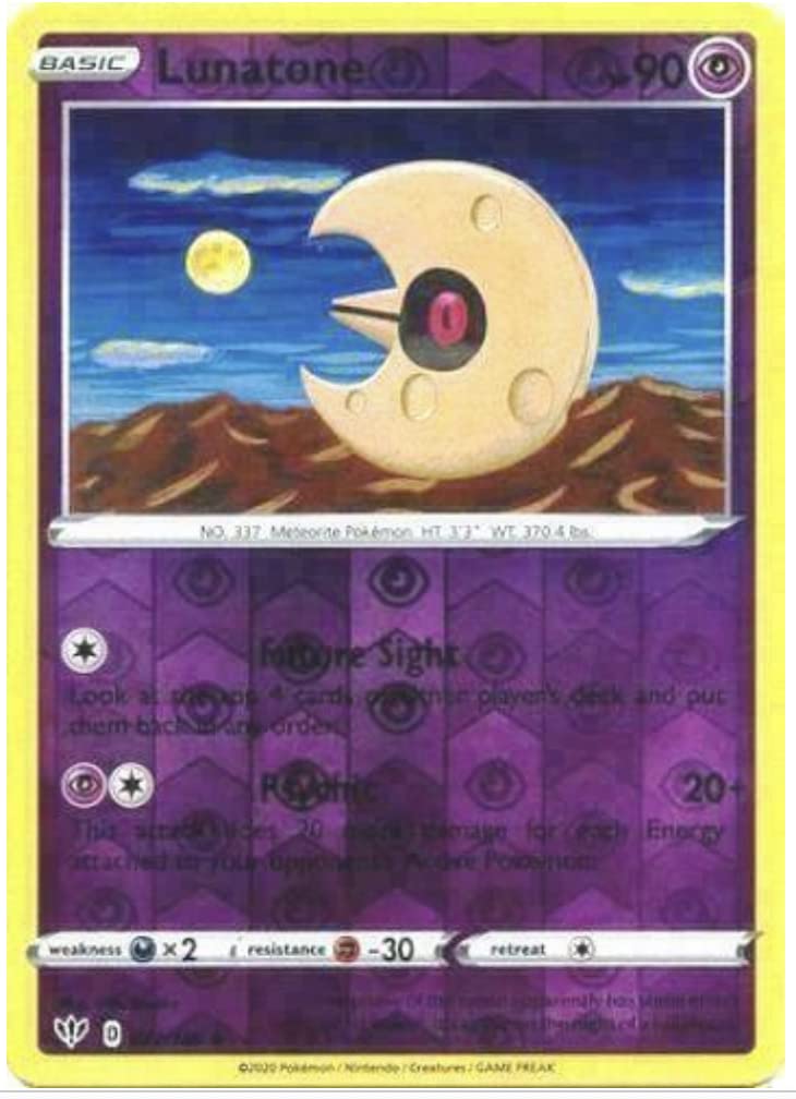 Sword and Shield Darkness Ablaze Reverse Holo 072 Lunatone