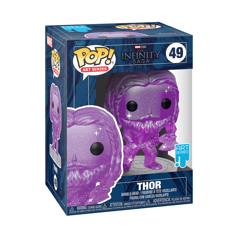 Funko Pop! Marvel The Infinity Saga Thor Art Series #49 Purple Vinyl Bobblehead - Box Damage
