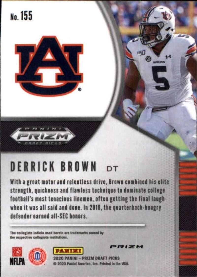 2021 Panini Prizm Draft PicksPurple Prizm Rookie Derrick Brown #155 Auburn Tigers
