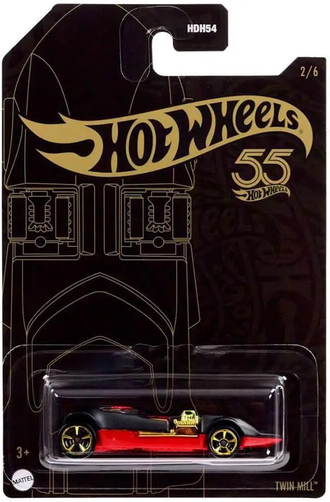 2023 Hot Wheels 55th Anniversary Black and Yellow pearl and Chrome Twin Mills #2/6