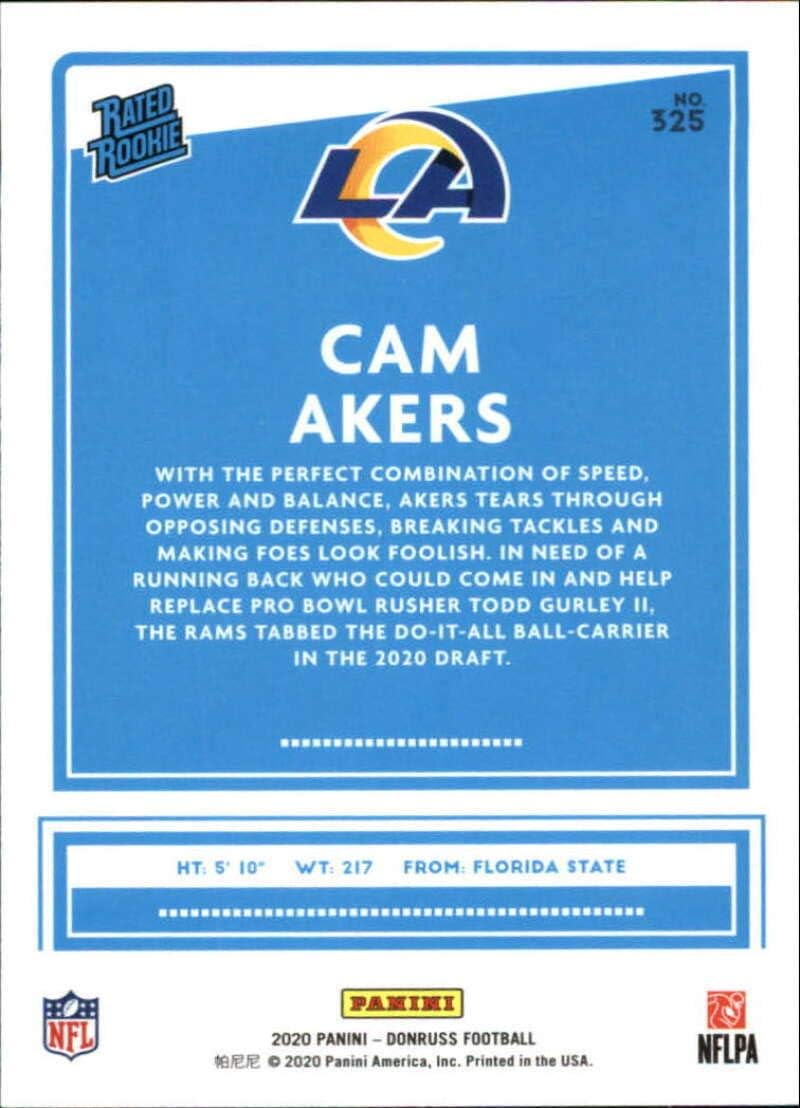 2020 Donruss Football Cam Akers Rated Rookie 325 Los Angeles Chargers