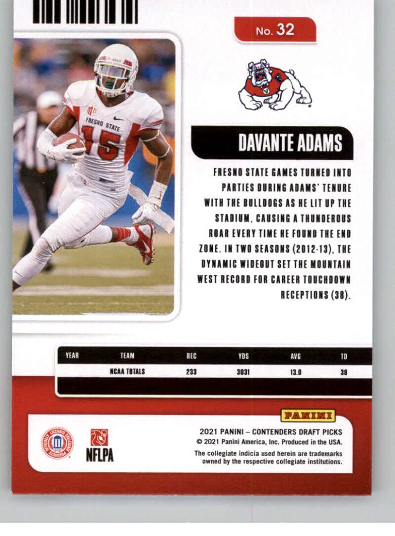2021 Panini Contender Draft Picks Season Ticket Davante Adams #32 Bulls Dogs