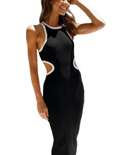 تحميل الصورة إلى عارض المعرض، NauLon Womens Sexy Cut Out Waist Open Back Bodycon Dress Ankle Length Ribbed Party Club Midi Dress