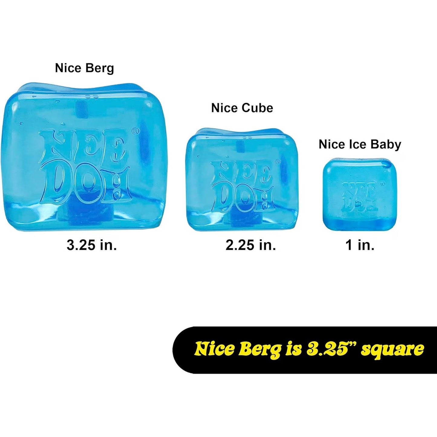 NeeDoh Nice Berg, Satisfying Square Shaped Sensory Toy, Blue, Children Ages 3+