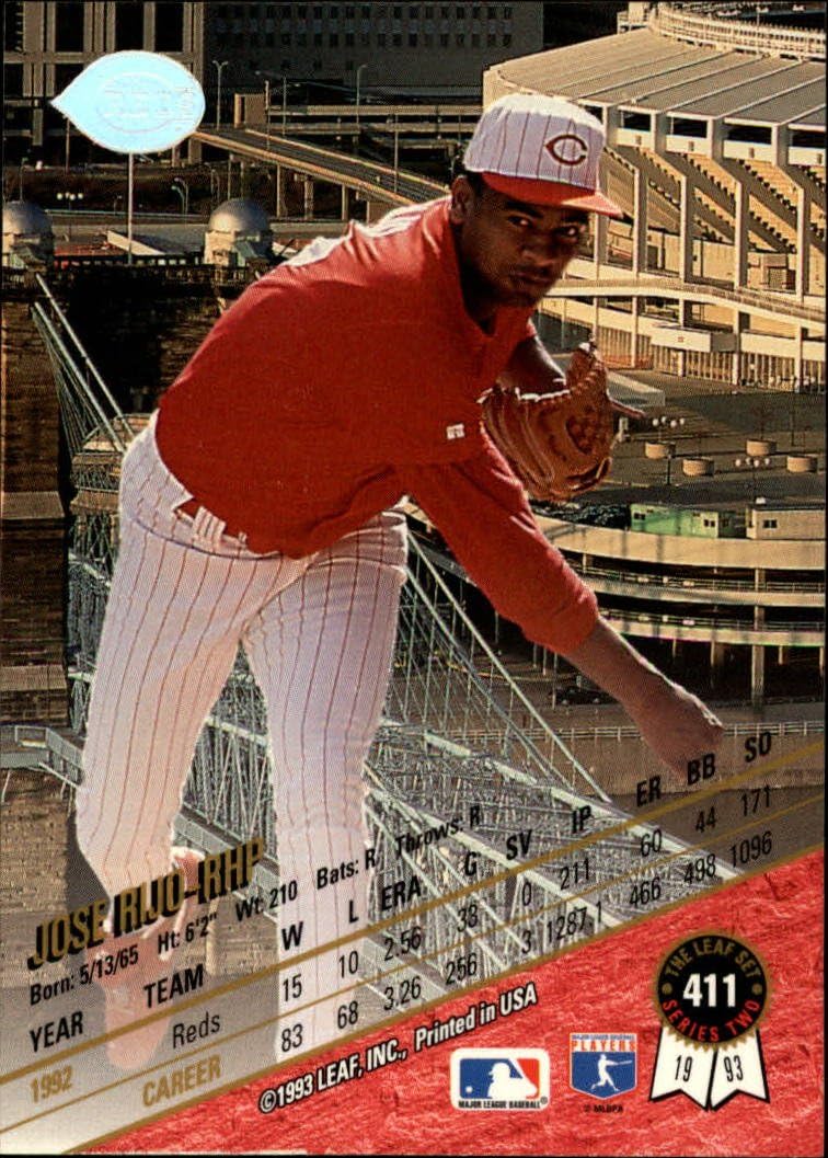 1993 Leaf Jose Rijo #411 Cincinnati Reds