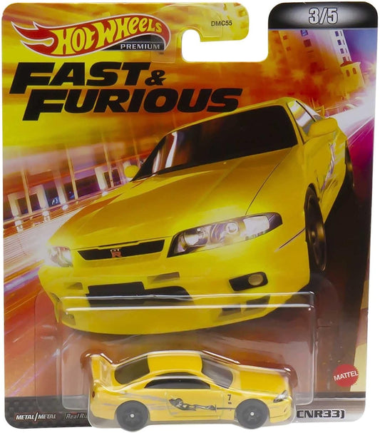 Hot Wheels Retro Entertainment Fast & Furious Case L Nissan Skyline (BNR34), Mitsubishi Eclipse, Nissan 240SX, Acura NSX, Nissan Skyline (BCNR33)