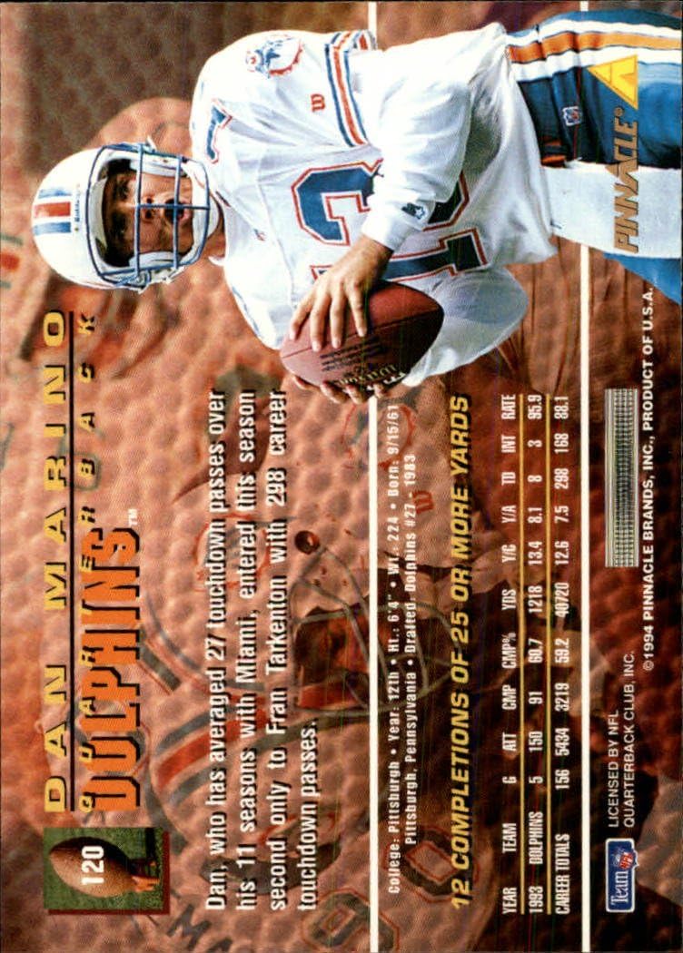 1994 Pinnacle Dan Marino #120 Miami Dolphins