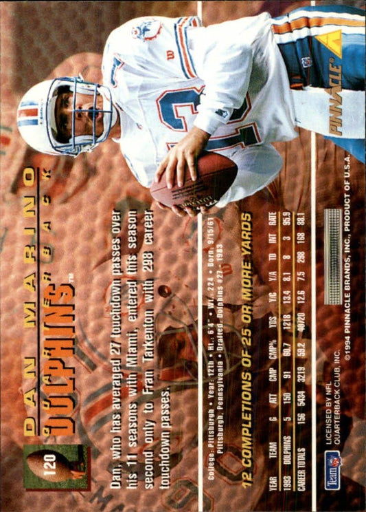 1994 Pinnacle Dan Marino #120 Miami Dolphins