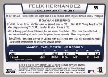 2012 Bowman Chrome Felix Hernandez #55 Seattle Mariners