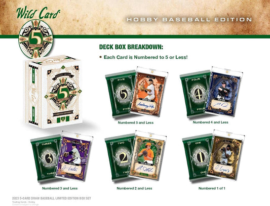 Wild Card 2022 Five Card Draw Baseball Hobby Box 5 Autographs Per Box Including a 1/1