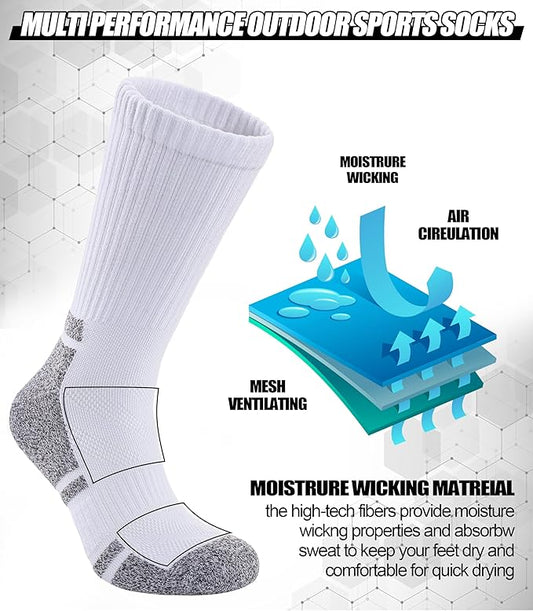 Womens Socks Athletic Hiking Running Walking Thick Cushioned Compression Crew Socks 5 Pairs