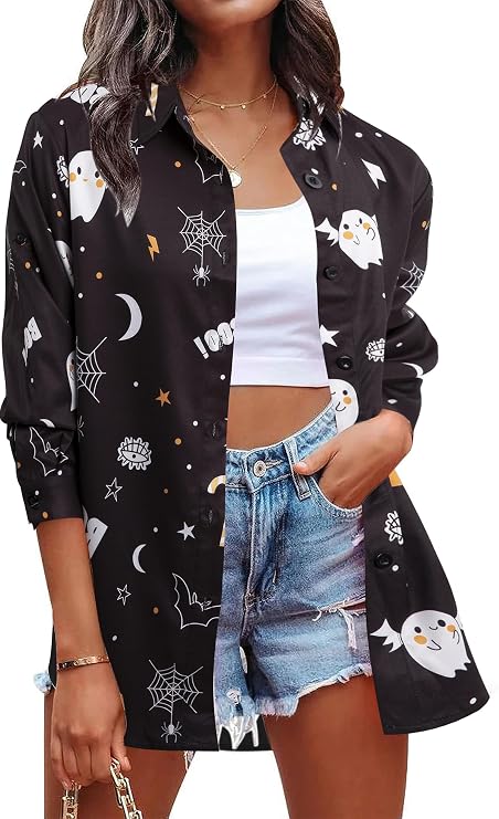 VILOVE Women's Halloween Hooded Cardigan Cloak, Black & Orange Size XL