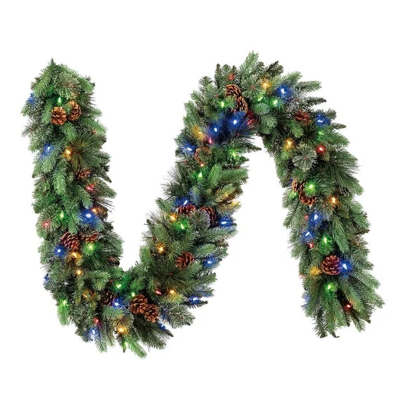 9-Foot Pre-Lit LED Twinkle Artificial Greenery Garland