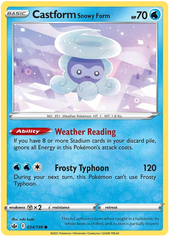 Sword and Shield Chilling Reign 034 Castform Snowy Form