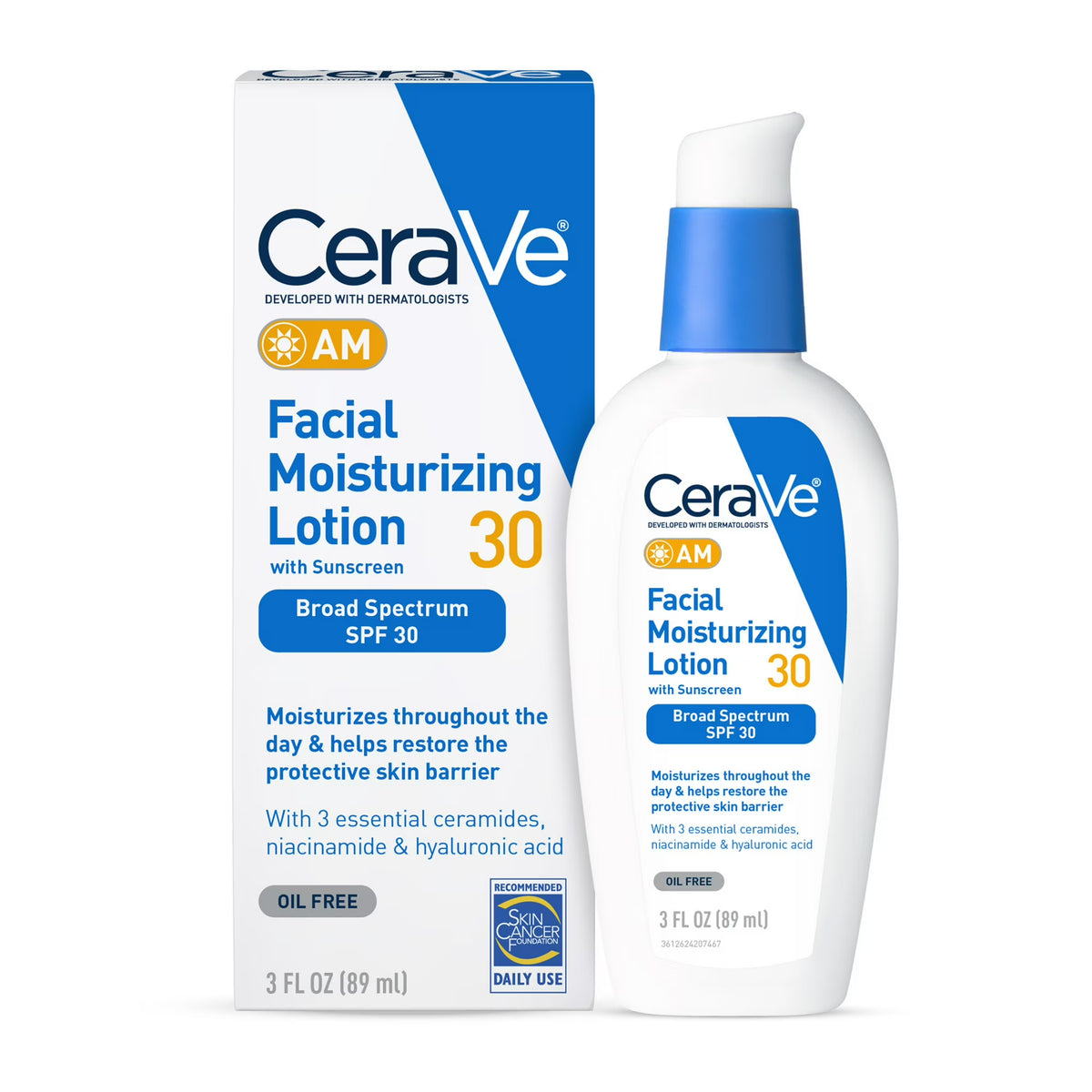 CeraVe AM Facial Moisturizing Lotion SPF 30, 3 fl oz, 3-Pack