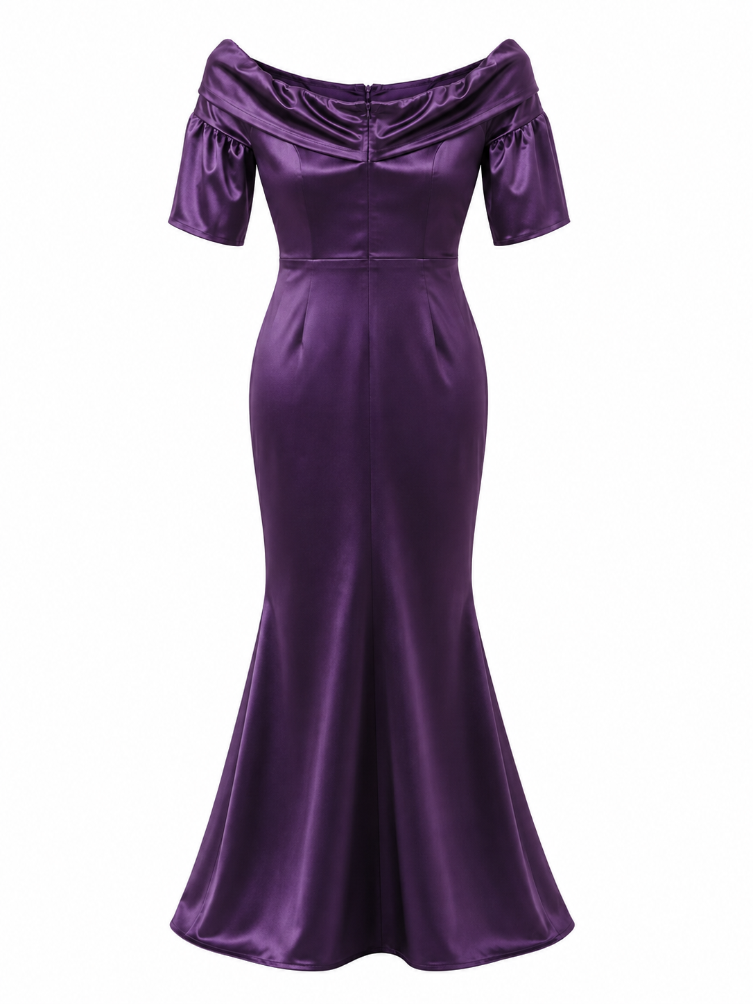 Women's Royal Purple Strapless Formal Dress with Half Sleeve Fringe