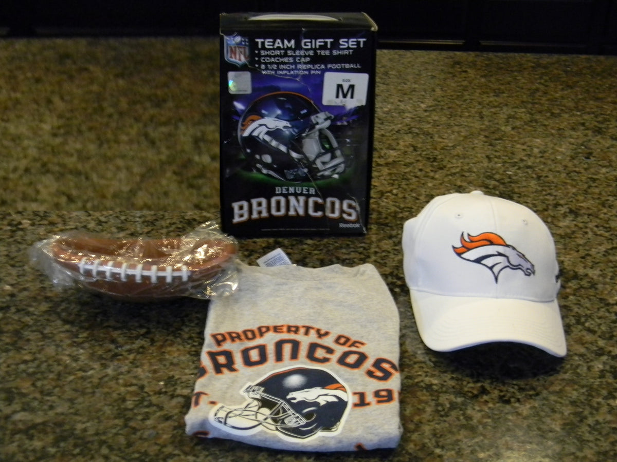 Reebok Denver Broncos Youth NFL Gift Set with T-Shirt, Cap & Football - M