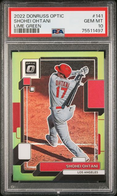 2022 Donruss Optic Lime Green Prizm Parallel Shohei Ohtani #141 PSA 10 Gem Mint - Angels