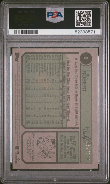 2023 Topps Heritage 52/374 Luis Robert Chrome Silver Refractor #9 PSA 9 Mint