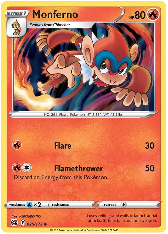 Pokemon Sword and Shield Brilliant Stars #025 Monferno