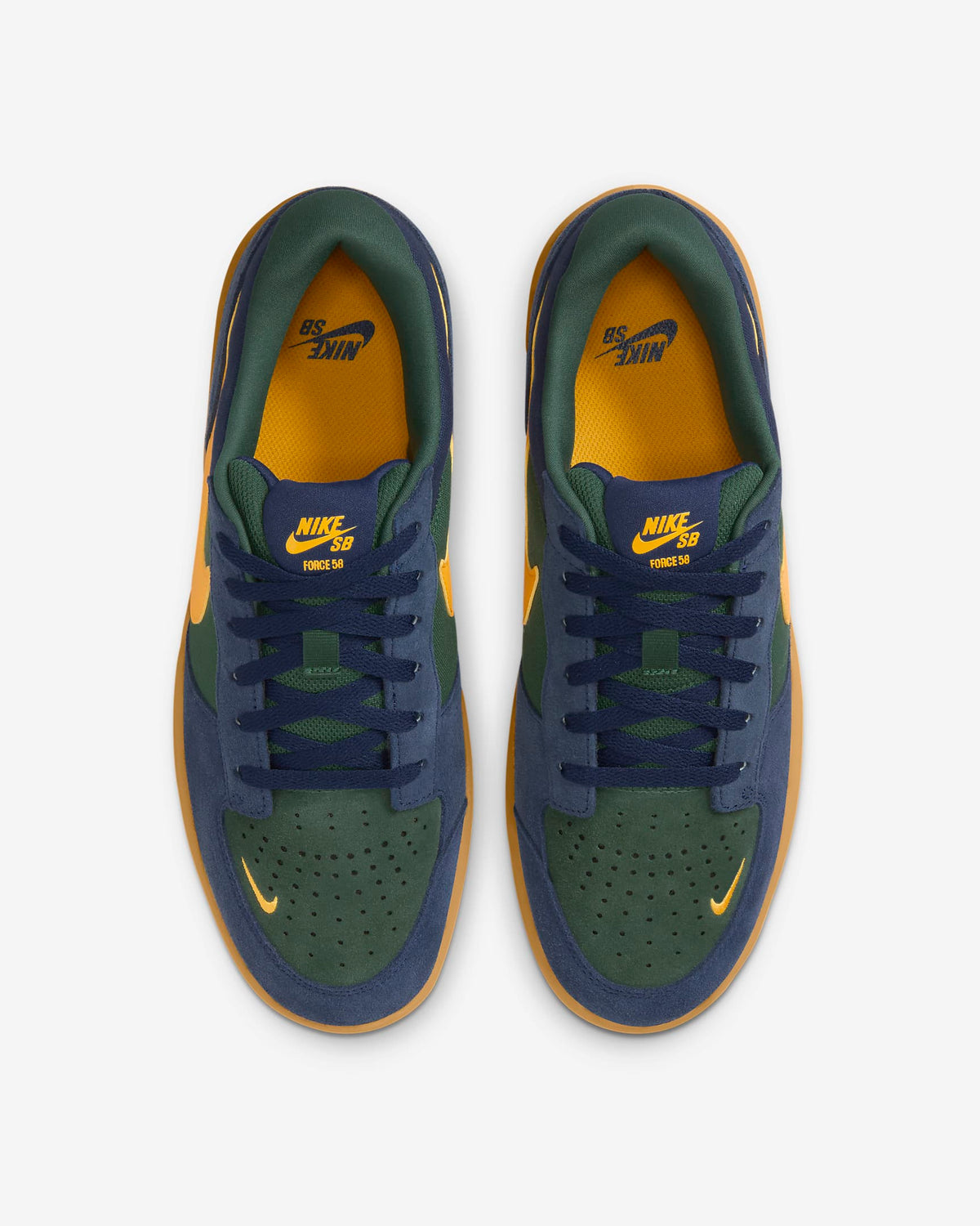 Nike SB Force 58 Midnight Navy Fir Gum Light Brown University Gold Size 10M / 11.5W NEW