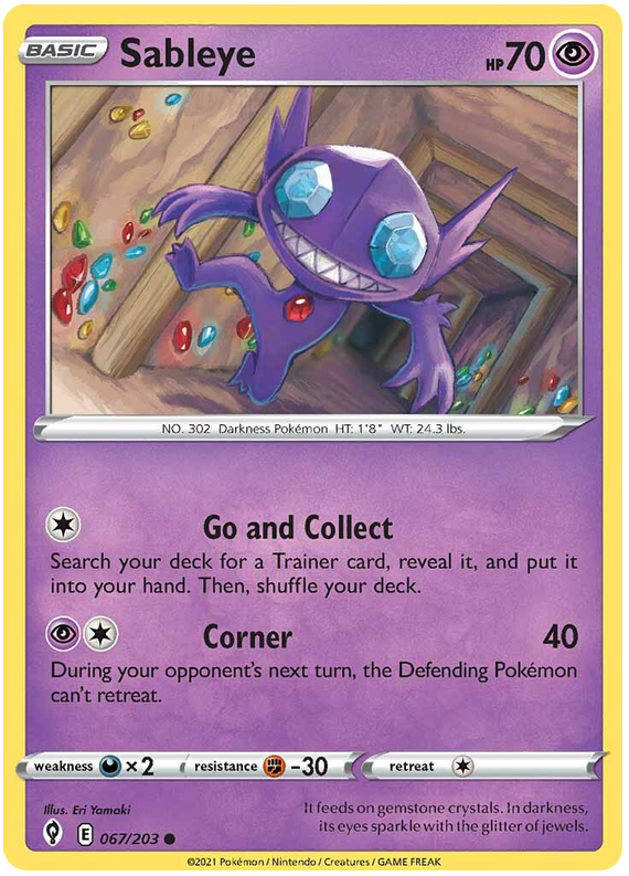 Sword and Shield Evolving Skies 067 Sableye