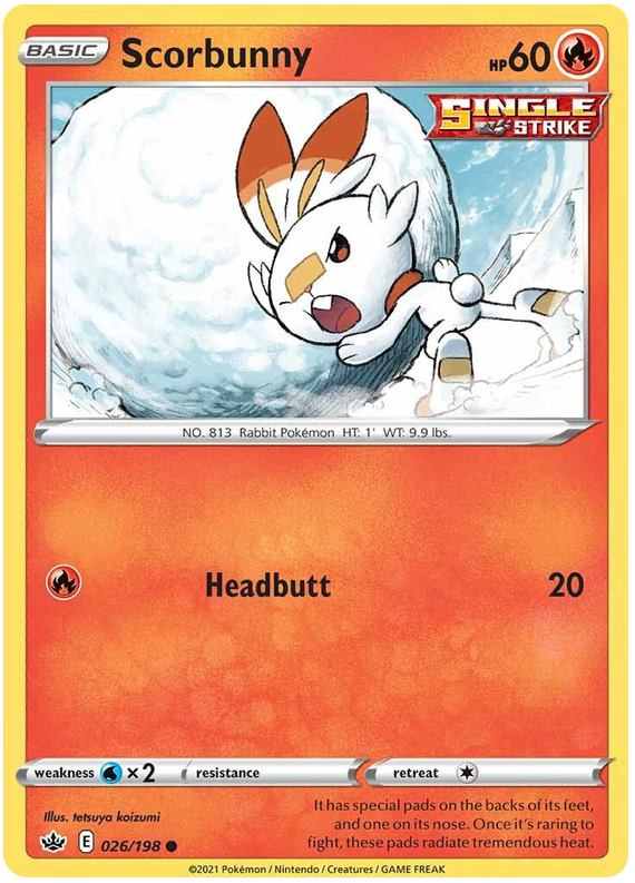 Sword and Shield Chilling Reign 026 Scorbunny