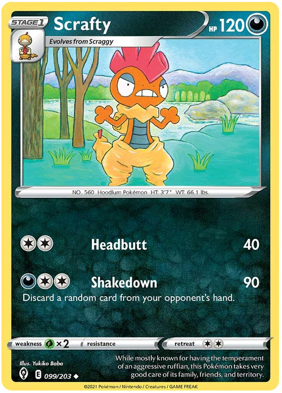 Sword and Shield Evolving Skies 099 Scrafty