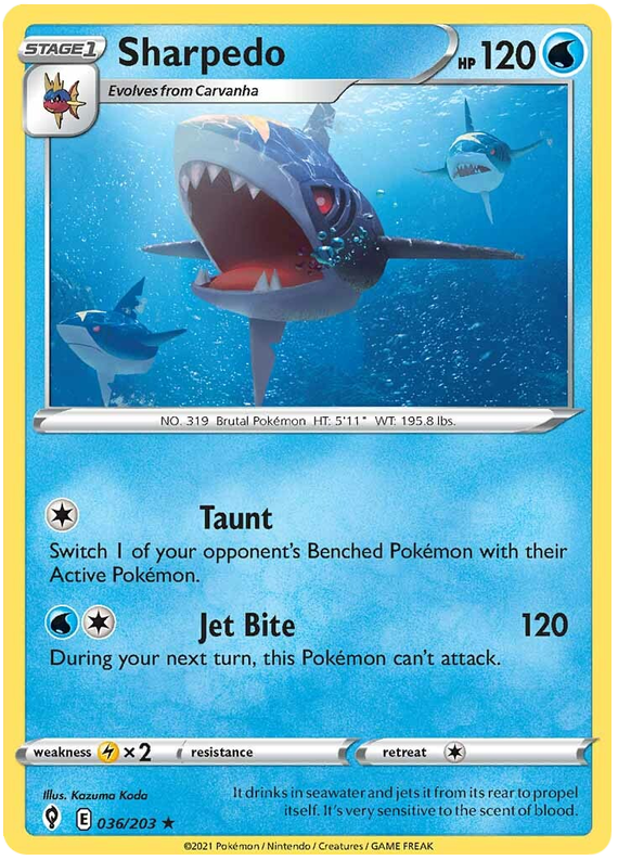 Sword and Shield Evolving Skies 036 Sharpedo