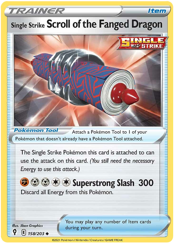 Sword and Shield Evolving Skies 158 Single Strike Scroll of the Fanged Dragon