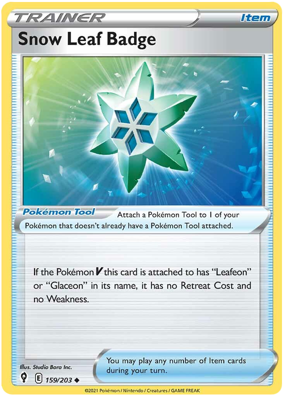 Sword and Shield Evolving Skies 159 Snow Leaf Badge
