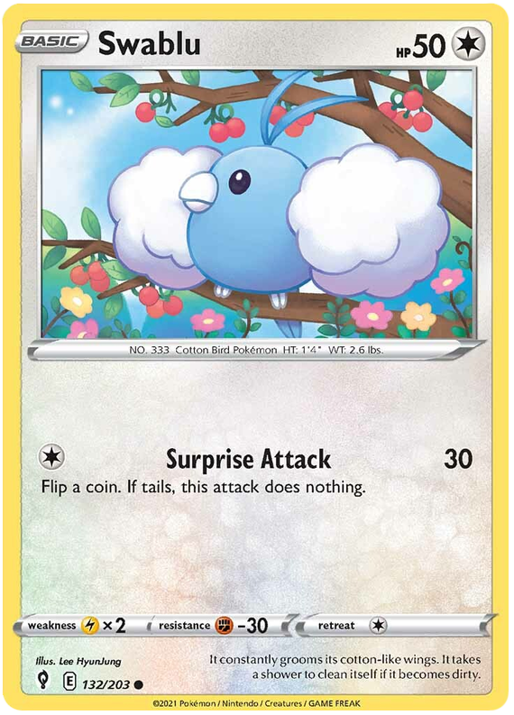 Sword and Shield Evolving Skies 132 Swablu