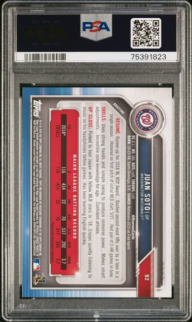 2019 Bowman Juan Soto #92 PSA 10 GEM MINT