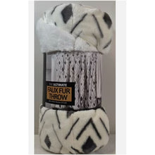 将图片加载到图库查看器,The Ultimate Faux Fur Throw Blanket, Reversible Plush, 60 x 70 Inches, Soft Cozy Polyester - White/Black