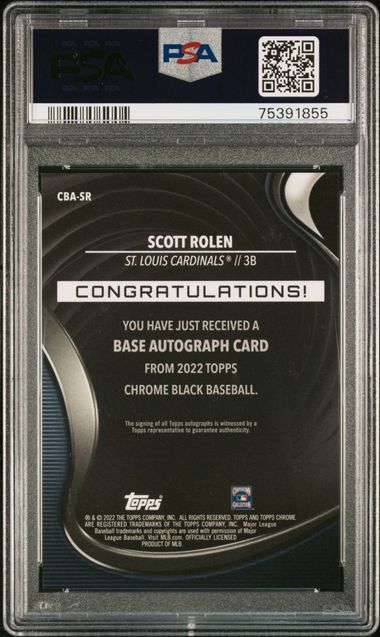 2022 Topps Chrome Black On Card Auto Scott Rolen #CBA-SR PSA GEM Mint 10